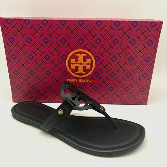 Tory Burch Miller Calf Leather Sandal black Brand New - Picture 1 of 9